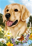 Golden Retriever In A Field Of Summer Flowers House Flag Art Work Is By Tamara Burnett