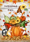 Harvest Gnome Wheel on this Toland garden flag.