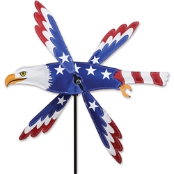 Patriotic Eagle Whirligig Garden Spinner whose wings spin in a gentle breeze. All hardware included.