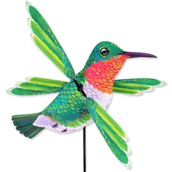 Hummingbird Whirligig Garden Spinner whose wings spin in a gentle breeze. All hardware included.