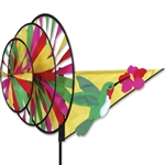Hummingbird Garden Spinner with three wheels that spin in a gentle breeze. All hardware included.