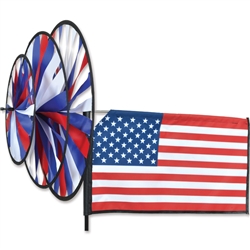 American Flag Triple Garden Spinner with three wheels that spin in a gentle breeze. All hardware included.