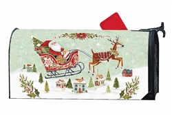 Happy Christmas Santa over sized Magnet Works mailbox cover.