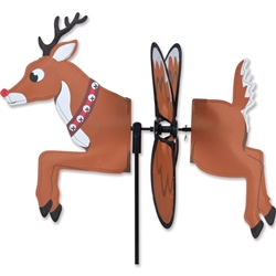 Christmas Reindeer Petite Garden Spinner with fins that spin in a gentle breeze. All hardware included.