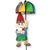 Beach Gnome Umbrella Garden Spinner whose arms spin in a gentle breeze. All hardware included.