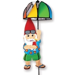 Beach Gnome Umbrella Garden Spinner whose arms spin in a gentle breeze. All hardware included.