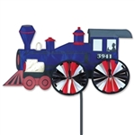 Blue Steam Engine Large Garden Spinner with wheels that spin in a gentle breeze. All hardware included.