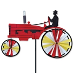 Small Old Red Tractor Garden Spinner with wheels that spin in a gentle breeze. All hardware included.