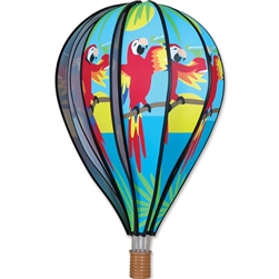 5 O'clock Parrott on this Premier Kite 22" Hot Air Balloon Garden Spinner.