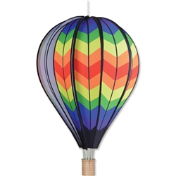 Double Chevron Rainbow Hot Air Balloon Garden Spinner that spins in a gentle breeze.