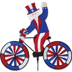 30 inch Uncle Sam On A Bicycle Garden Spinner by Premier Kites. All hardware included.