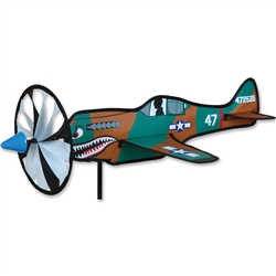 Smaller P-40 War-Hawk Airplane Garden Spinner with a wheel that spins in a gentle breeze. All hardware included.