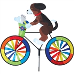 Puppy on a Large Bicycle Garden Spinner with wheels that spin in a gentle breeze. All hardware included.