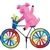 Pig on a Large Bicycle Garden Spinner with wheels that spin in a gentle breeze. All hardware included.