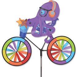 Octopus On A Large Bicycle Garden Spinner with wheels that spin in a gentle breeze. All hardware included.