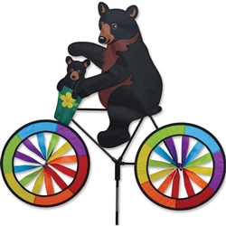 Black Bear on a Large Bicycle Garden Spinner with wheels that spin in a gentle breeze. All hardware included.