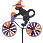 Halloween Cat on a Small Bicycle Garden Spinner with wheels that spin in a gentle breeze. All hardware included.