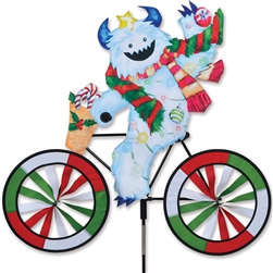 30 inch Yeti On A Bicycle Garden Spinner by Premier Kites. All hardware included.