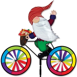 30 inch Forest Gnome On A Bicycle Garden Spinner by Premier Kites. All hardware included.