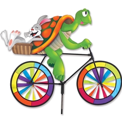 30 inch Tortoise & Hare On A Bicycle Garden Spinner by Premier Kites. All hardware included.