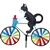 Tuxedo Cat On A Small Bicycle Garden Spinner with wheels that spin in a gentle breeze. All hardware included.