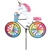 Fantasy Unicorn On A Small Bicycle Garden Spinner with wheels that spin in a gentle breeze. All hardware included.