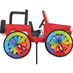 Red Jeep Garden Spinner with wheels that spin in a gentle breeze. All hardware included.