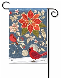 Cardinal Botanical on a Breeze Art winter garden flag.
