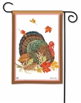 Autumn Turkey on a Breeze Art winter garden flag.