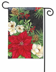 Holiday Floral on a Breeze Art winter garden flag.