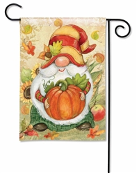Harvest Gnome on a Breeze Art winter garden flag.