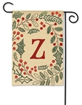 Holly Berries Monogram Z Garden on a Breeze Art spring or summer garden flag.