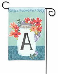 Jar Of Blooms Monogram A Garden on a Breeze Art spring or summer garden flag.