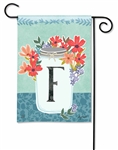 Jar Of Blooms Monogram F Garden on a Breeze Art spring or summer garden flag.