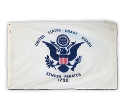 3 feet by 5 feet Coast Guard Flag by Valley Forge with grommets. Made in the USA.