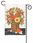 Rustic Fall Flowers on a Breeze Art autumn garden flag.