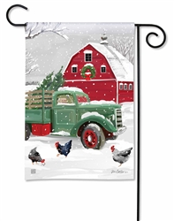 Hillsboro Farm on a Breeze Art winter garden flag.