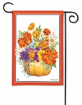 Pumpkin Floral on a Breeze Art autumn garden flag.