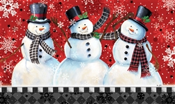 Snowman On Red Floor Mat by Custom Décor. Printed in the USA.