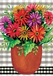 Potted Gerberas on this Custom Décor garden flag. Printed in the USA.