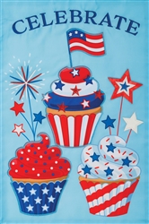 Celebrate Cupcakes Applique Garden Flag by Custom Décor.