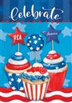 Patriotic Cupcakes on this Custom Décor house flag. Made in the USA.