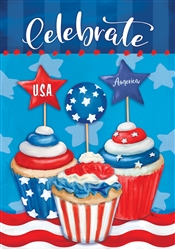Patriotic Cupcakes on this Custom Décor house flag. Made in the USA.