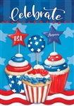 Patriotic Cupcakes on this Custom Décor garden flag. Printed in the USA.