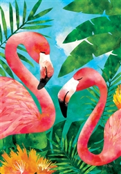 Flamingos on this Custom Décor house flag. Made in the USA.