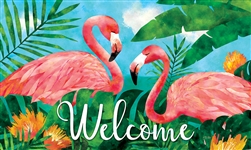 Flamingos Mat by Custom Décor. Printed in the USA.