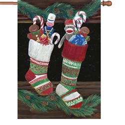 Christmas Stockings on this Premier Kites standard house flag.