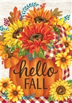 Pumpkin Sunflowers on this Custom Décor garden flag. Printed in the USA.