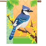 Blue Jay In Spring on this Premier Kites standard house flag.