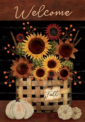 Primitive Sunflowers on this Custom Décor garden flag. Printed in the USA.